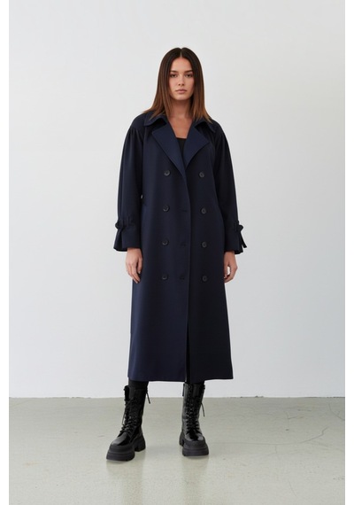 Durivya Reglan Kol Oversize Trençkot Lacivert