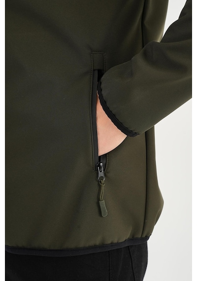 Alexander Gardi Alexandergardı Fermuarlı İçi Polarlı Su İtici Softshell Kumaş Kapüşonlu Mont E24-mnt-01 Haki