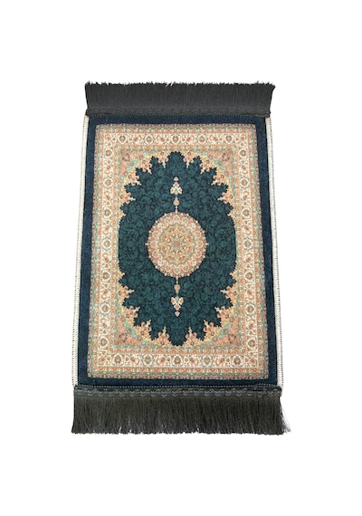 Mini Alın Seccadesi Kaymaz Taban Desenli Cep Tipi Seyahat Namaz Seccadesi - Petrol Yeşili