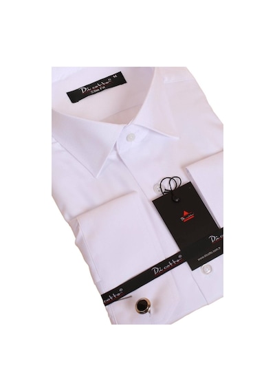 Dicotto Beyaz Dar Kesim Micro Kumaş Kol Düğmeli Slim Fit Erkek Gömlek - 201-1 001
