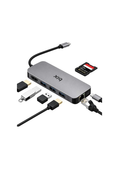 Bx10hb 8'i1 Arada Type-c Hub 4k 30hz Hdmı Bağlantı, 100w Pd Güç Dağıtımı C Tipi Şarj Bağlantı Noktası, 1gbps Ethernet, 3 Usb 3.0, Macbook Pro/air, Windows, Chrome/android Uyumlu Çoklayıcı Adaptör
