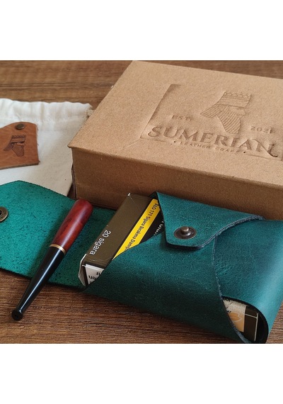 Sumerian Leather Craft Deri Sigara Kılıfı Yeşil