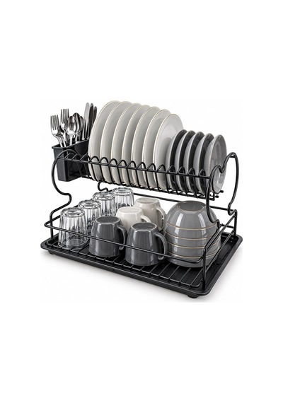 Siyah - Metal Lux Çift Katlı Tabaklık - Bulaşıklık Bx40 Diğer