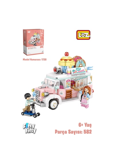 Loz Mini Block Serisi Food Truck/yemek Kamyonu -lz1738 582 Parça Oyuncak Yapım Seti