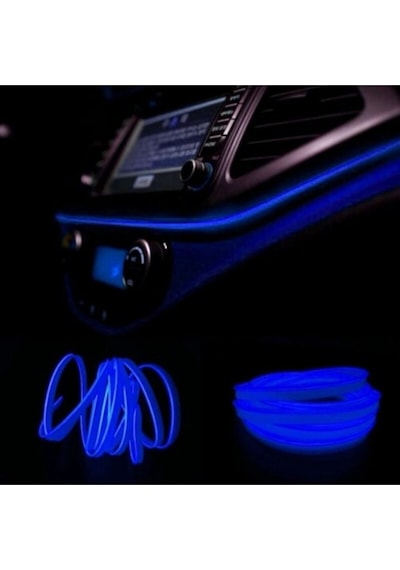 Araç Araba İçi Torpido Ledi Renkli İp Neon Led 2 Metre Mavi Neon