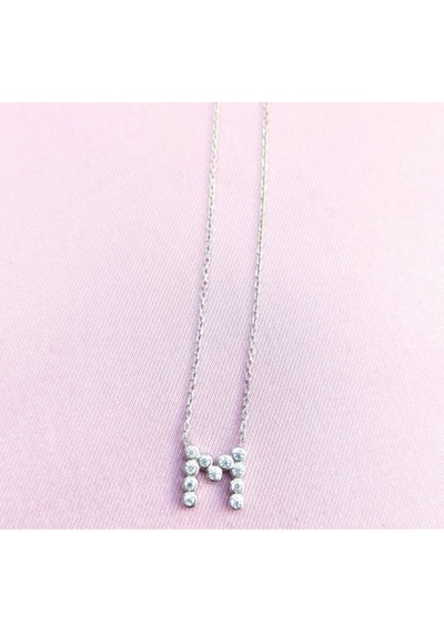 Oriental Kuyumculuk Jewellery Kadın Taşlı M Harfi Gümüş Kolye Gümüş