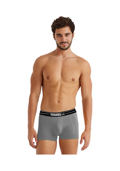 Yohannes Club, Erkek Özel Anatomik Pamuklu Boxer, Renk Seçenekli, Tekli Paket Gri