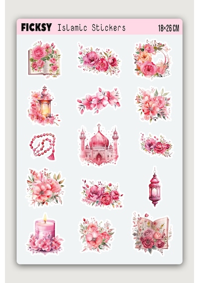 İslam Sticker Seti - 30 Adet Etiket Çıkartma - Muslim - Ramazan - Ramadan - Tesettür - Hijab Girl Diğer