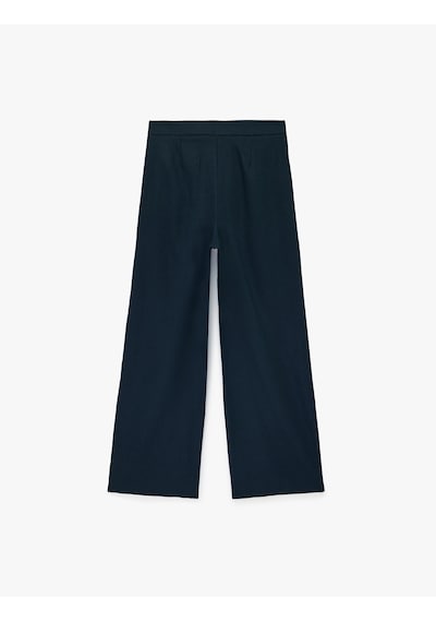 Koton Cepli Pileli Geniş Paça Keten Pantolon Lacivert 6sak40069pw Lacivert - Mavi