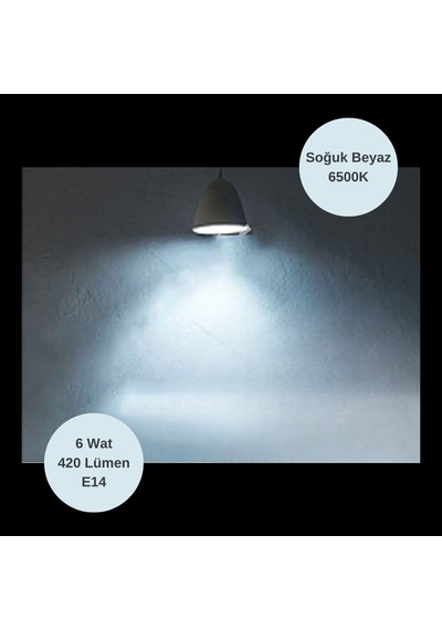 E14 Duy Led Ampul 6w 420 Lümen Soğuk Beyaz 6500k Mini Silindir Ampul 1