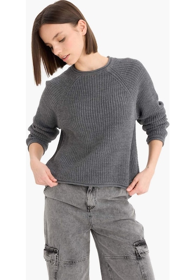 Defacto Coool Regular Fit Bisiklet Yaka Triko Kazak L2567az25wnar61 Antrasit
