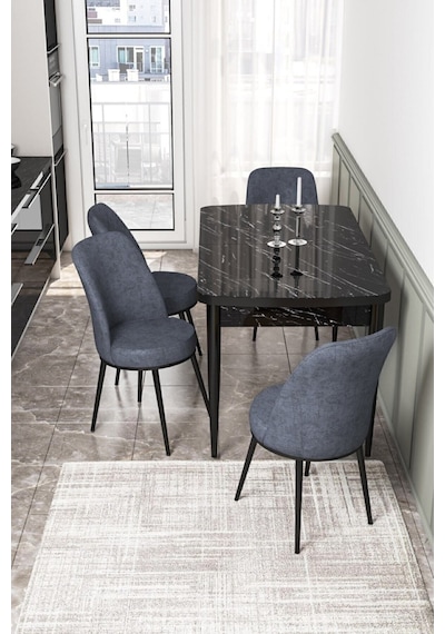 Canisa Concept Kor Serisi 70x114 Açılabilir Mutfak Masası Takımı Siyah Mermer Desen Masa 4 Füme Sandalye Masa Siyah Mermer Sandalyeler Füme Canisa Concept Kor Serisi 70x114 Açılabilir Mutfak Masası Takımı Siyah Mermer Desen Masa 4 Füme Sandalye Masa Siyah Mermer Sandalyeler Füme