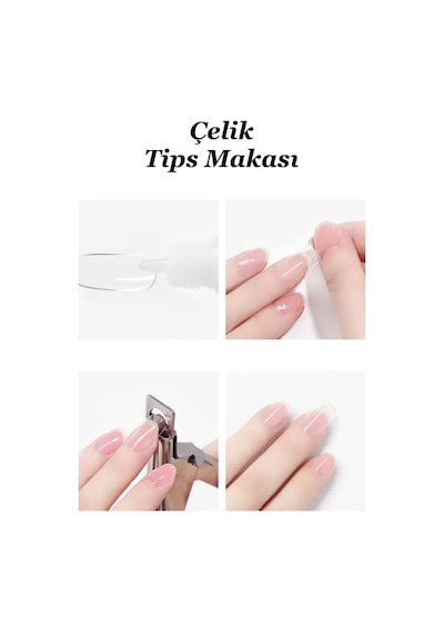 Çelik Tips Makası - Protez Tırnak Tips Kesme Makası - Takma Tırnak Makası Gümüş