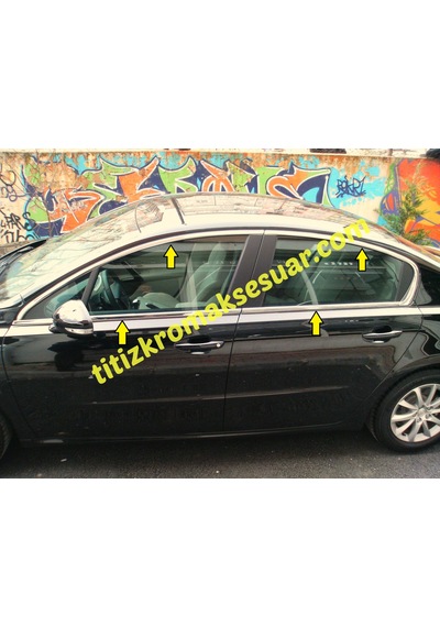 Peugeot 508 Krom Cam Çerçevesi Aksesuarı 8 Parça Paslanmaz Çelik