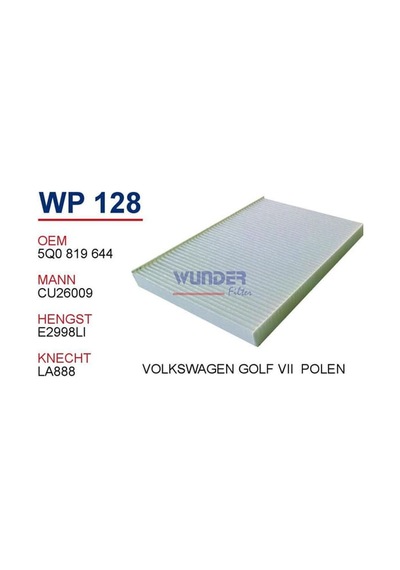 WUNDER WP128 Polen Filtresi Golf Vıı Cu26009 Fn8311