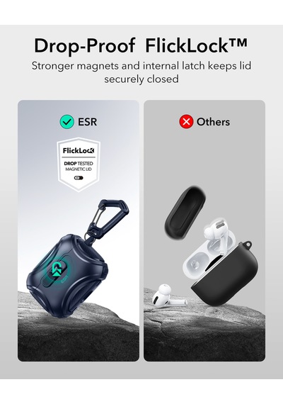 Apple AirPods Uyumlu Pro 3 2025 Cyber Flicklock Manyetik Kılıf Mavi