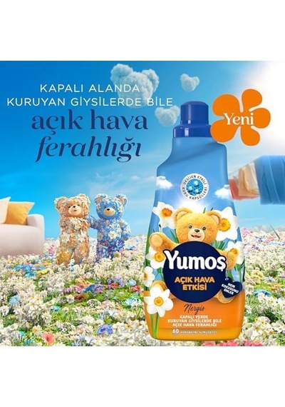 Açık Hava Etkisi Konsantre Çamaşır Yumuşatıcısı Nergis 1440 Ml 60 Yıkama 0.75 LT - 2.5 LT - 12 KG