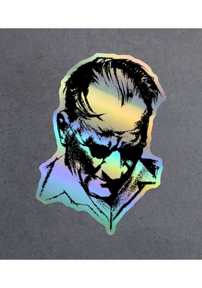 Hologramlı Janjanlı Atatürk Silüet Sticker - Ata Gazi Mustafa Kemal Sticker - Araba Oto Motosiklet Karavan Sticker 03007 8x6 Cm