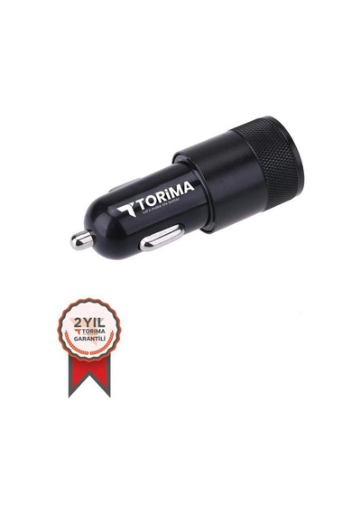 Torima C3 Type-c Siyah Tüm Araçlara Uyumlu Araba Çakmaklık Çift Usb Girişli Oto Şarj Aleti Soketi