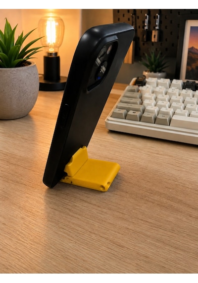 Veriqo 3d Katlanabilir Telefon Standı Mini Telefon Tutucu Katlanır Masaüstü Telefon Standı Anahtarlıklı Sarı