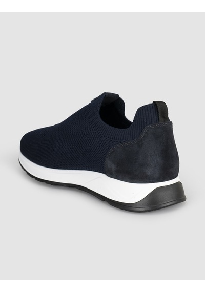 Cabani Erkek Lacivert Triko Hakiki Deri Yazlık Slip-on Ayakkabı