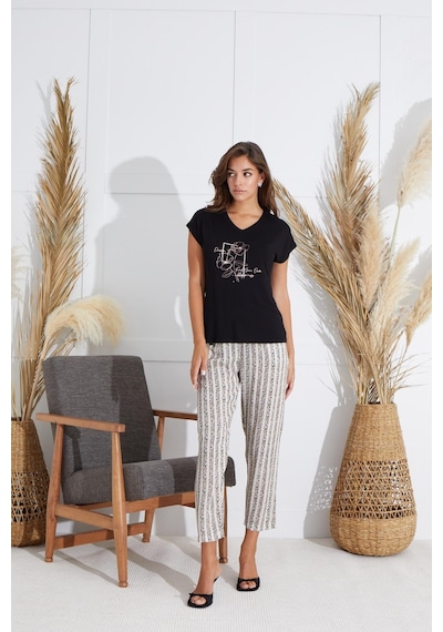Sevim Kadın Kısa Kol Siyah Pijama Takım C4t8n6o51 001