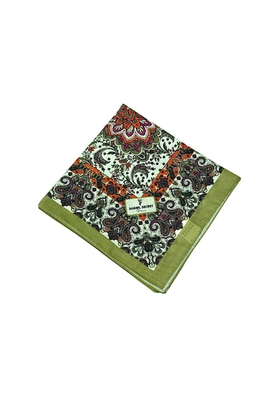 Mim Eşarp Prime Pamuk Etnik Desenli Eşarp 90x90 Cm Zeytin