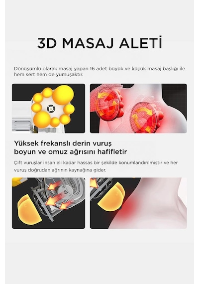 Torima Qy-666 Siyah Ovmalı Isıtmalı Boyun Sırt Bel Omuz Bacak Masaj Yastığı Masaj Aleti Siyah