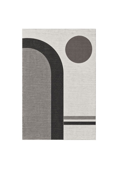 Kartela Halı Japandi Kemer Desenli Halı Antrasit Kaymaz Taban Makinede Yıkanabilir 80x120 Cm