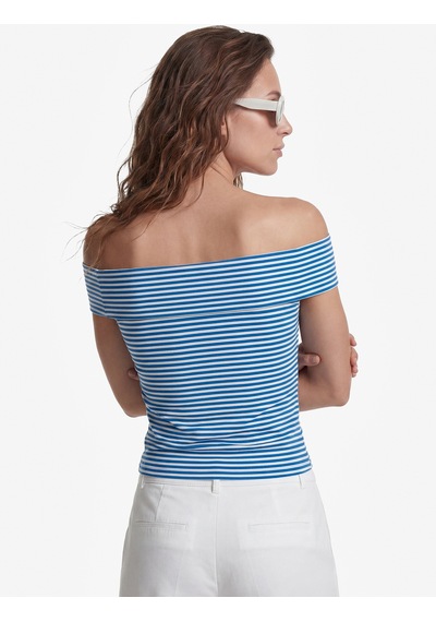 Koton Koton X Sibil Çetinkaya - Slim Fit Drape Detaylı Çizgili Omzu Açık Bluz Mavi Çizgili 6sak10105uk Koton Koton X Sibil Çetinkaya - Slim Fit Drape Detaylı Çizgili Omzu Açık Bluz Mavi Çizgili 6sak10105uk