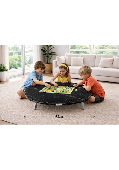90 Cm Çap - Siyah Desenli Katlanabilir Yer Sofrası - Oyun Masası - 21 Cm Yükseklik Siyah Mermer Desenli 90 Cm Çap - Siyah Desenli Katlanabilir Yer Sofrası - Oyun Masası - 21 Cm Yükseklik Siyah Mermer Desenli