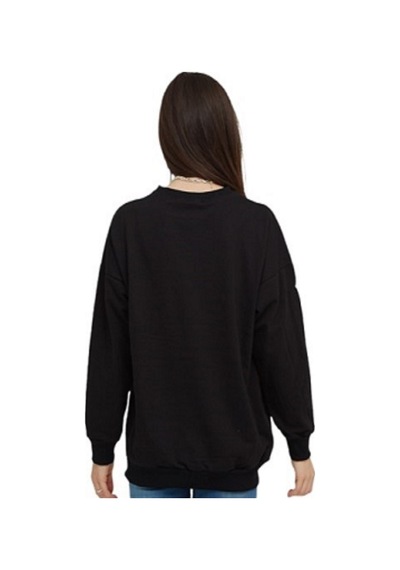 Siyah Mıckey Mouse Baskılı Cepli Bisikletyaka Oversize Sweatshirt