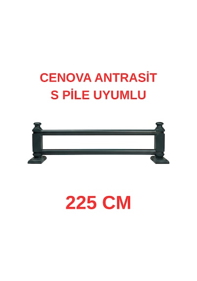 Cenova S Pile Ve Perde Düğmesi Uyumlu Çetray Çift Raylı Modern Ahşap Rustik Antrasit 225 Cm Antrasit