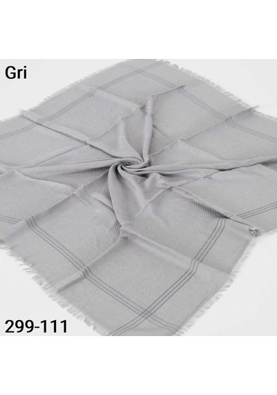 Soft İpek Sim Şeritli Balık Sırtı Pamuk Eşarp Gri 299-111 Çok Renkli