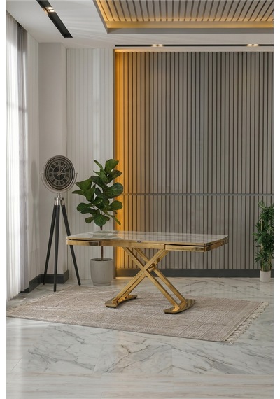 Venoxa Premium 80x120 / 80x180 Ölçülü Mdf Masa Tek Masadır Gold-gri Gold-gri
