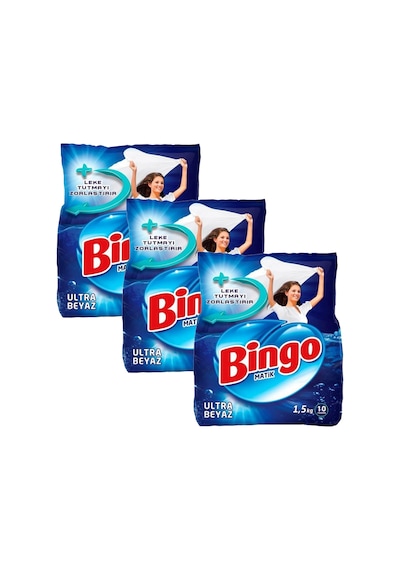 Bingo Ultra Beyaz Toz Çamaşır Deterjanı 3 x 1500 G