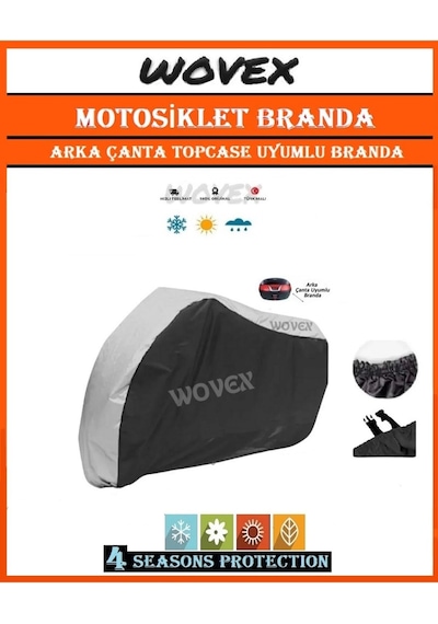 Honda Forza 250 İle Uyumlu Gri-siyah Kombinasyonlu Topcase Uyumlu Su Geçirmez Motosiklet Branda