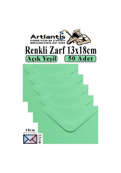 Açık Yeşil Zarf 13x18 Cm 50 Adet Açık Yeşil Mektup Zarfı Davetiye Zarfı Kartpostal Çekiliş Hediye Zarfı