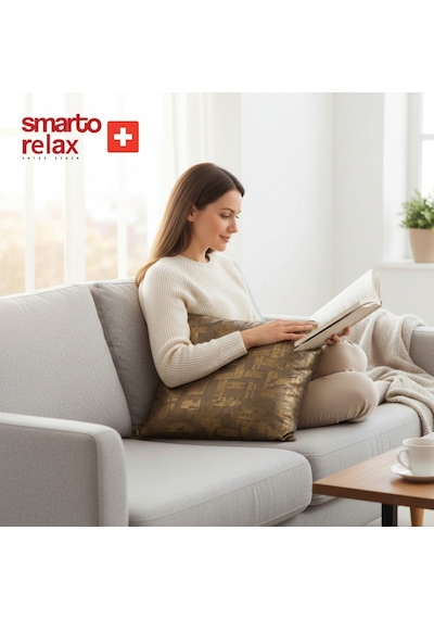 Smarto Relax Siyah Gold Dekoratif Dolgulu Kırlent 45 45 Cm Siyah - Altın