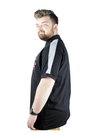 Mode Xl Büyük Beden Erkek T Shirt Polo Best Team 22307 Siyah 001