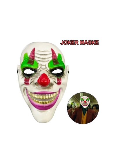 Populermarketim - Delirten Gülüş Psikopat Palyaço Temalı Joker Maskesi Standart