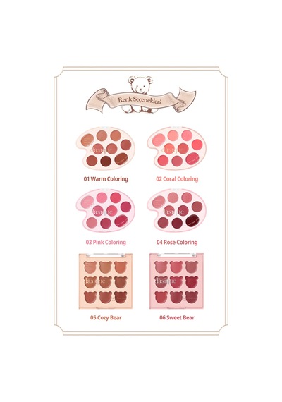 Dasique 9 Renkli Ruj & Allık Paleti Mood Painting Lip & Cheek Palette 05 Cozy Bear 05 Cozy Bear