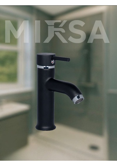 Siyah-krom Sabit Banyo Lavabo Musluğu Bataryası