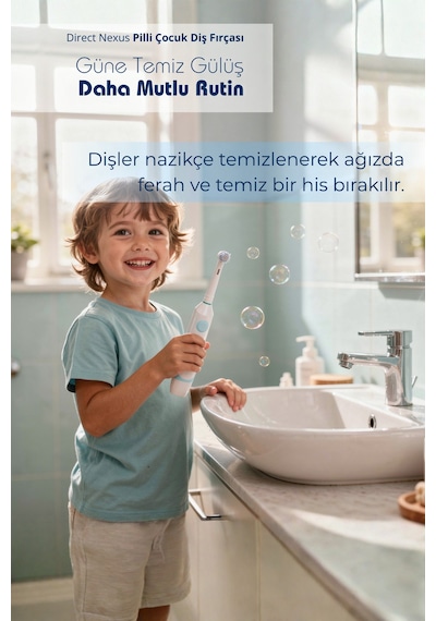 Çocuk Pilli Diş Fırçası Sticker Setli, Yumuşak Uçlu, Ipx7 Su Geçirmez