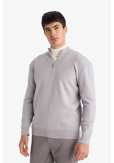 Defacto Standart Fit Fermuarlı Dik Yaka Triko Kazak G5283ax25wngr184 Gri-gr184