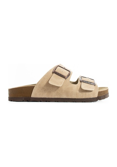 Polomia Comfort Mikanos Aryan Unisex Ortapedik Eva Taban Comfort Çift Bantlı Tokalı Günlük Rahat Sandalet Terlik Bej