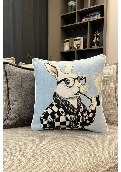 Kırlent Kılıfı Goblen Dokuma Kumaş - 45x45cm Çift Taraflı Biyeli Dekoratif Kırlent Kılıfı - Vs-364 Çok Renkli