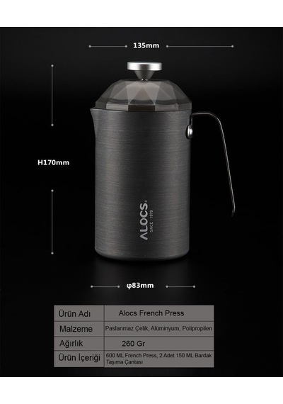 Paslanmaz Çelik French Press 600 Ml Diğer