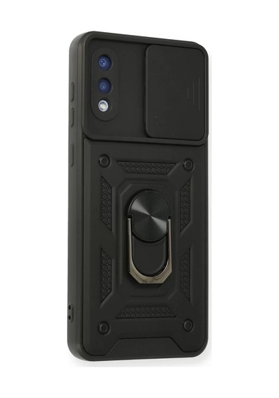 Newface Samsung Galaxy A02 Kılıf Pars Lens Yüzüklü Silikon - Siyah