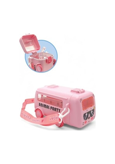 Mini Boy Silikon Gövde Pipetli Isırılmaz Tritan Su Matarası Pembe Genel